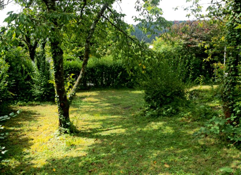 Der angelegte und sonnige Garten mit altem Obstbaumbestand rundet das harmonische Ambiente dieses Wohnobjektes ab.